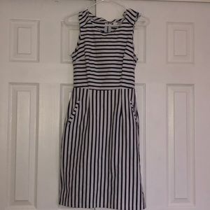 Navy and white striped dress
